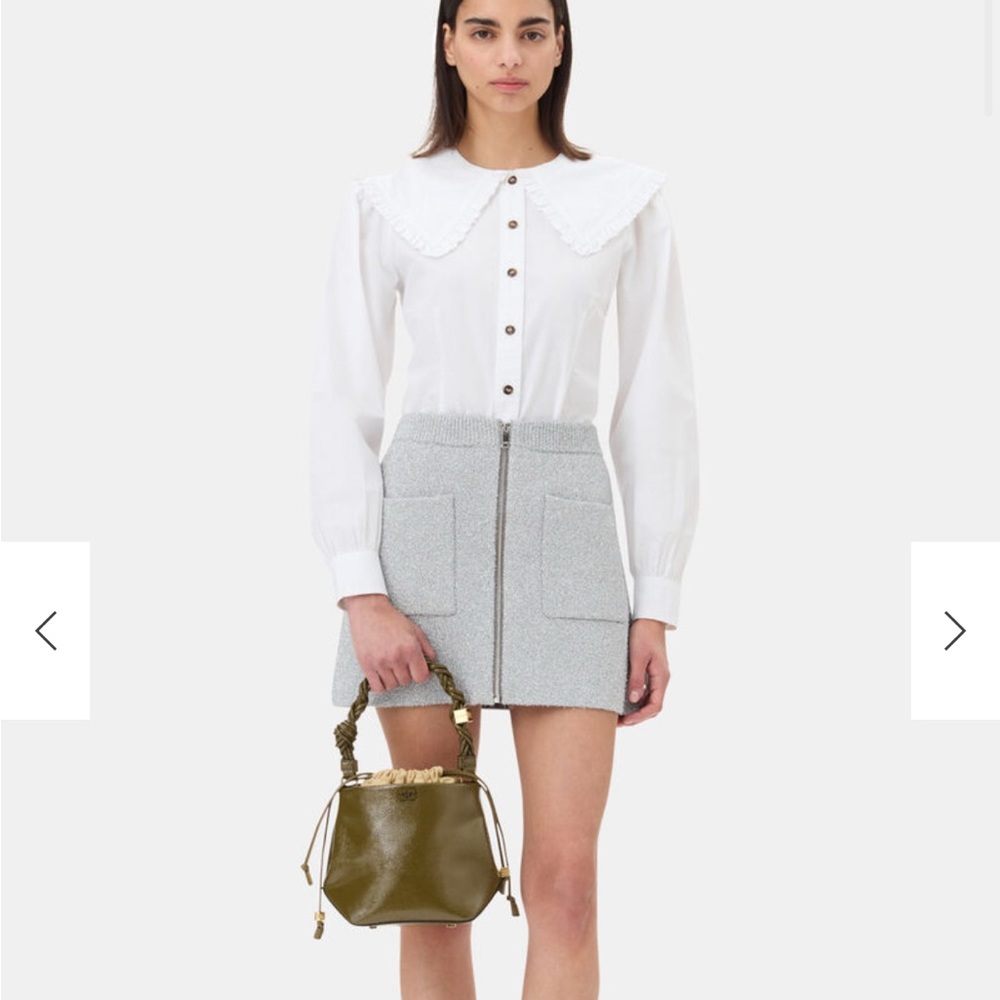 Ganni Metallic Silver Skirt